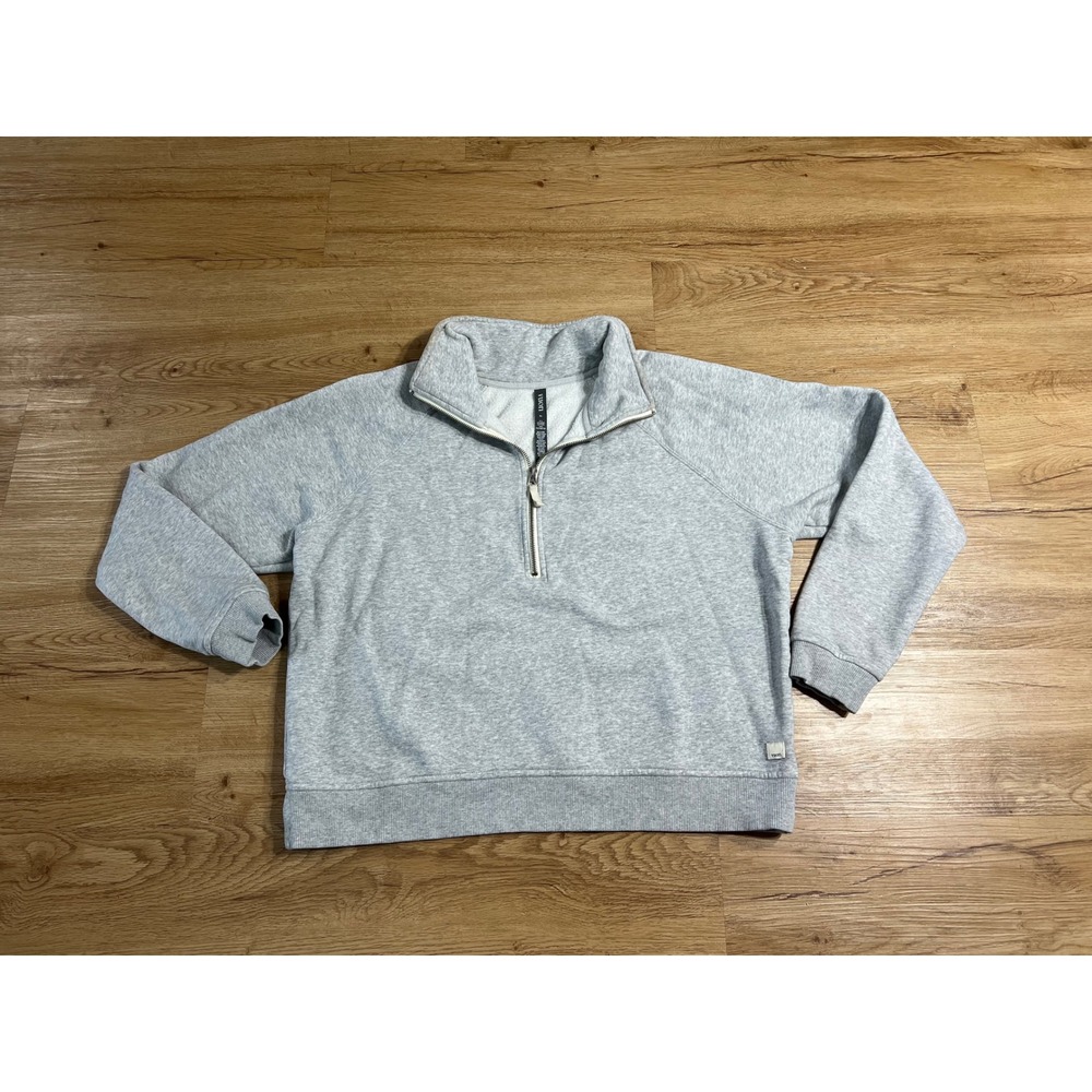 Vuori Restore Half Zip Pullover Women's XL Light Heather Gray Fleece Sweatshirt